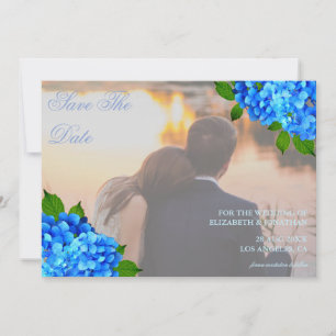 Save The Date Mariage Floral Hydrangea Bleu