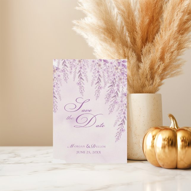 Save The Date Mariage Floral Lavande Douce Élégante (Créateur téléchargé)
