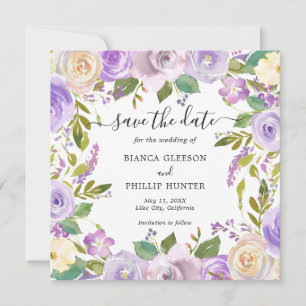 Save The Date Mariage Floral Lavande Élégant Moderne