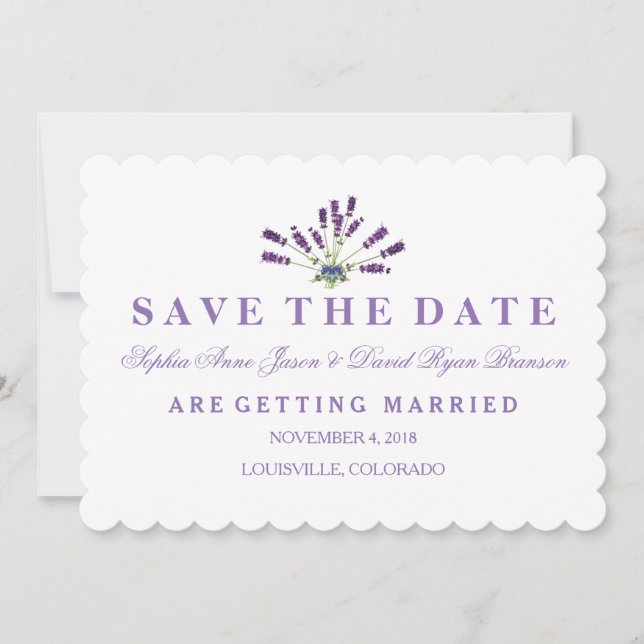 Save The Date Mariage Floral Lavender Enregistrer La Date (Devant)