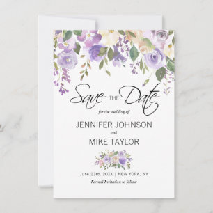 Save The Date Mariage Floral Lavender Purple Lilac Fleurs
