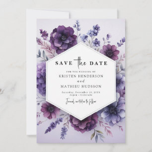 Save The Date Mariage floral mauve élégant