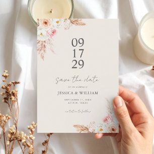 Save The Date Mariage floral minimaliste Boho Fall