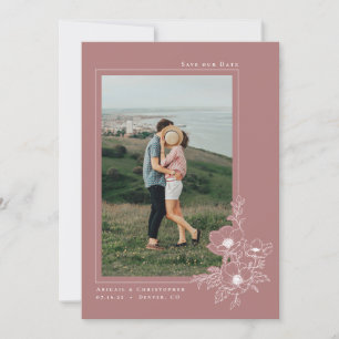 Save The Date Mariage floral minimaliste de l'Rose Dusty