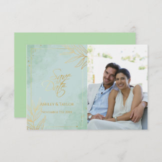 Save The Date Mariage floral Mint & Gold
