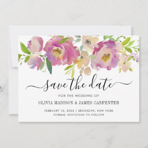 Save The Date Mariage floral moderne Blush rose pastel