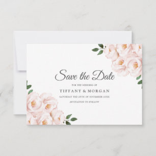 Save The Date Mariage Floral Moderne Élégant Rose
