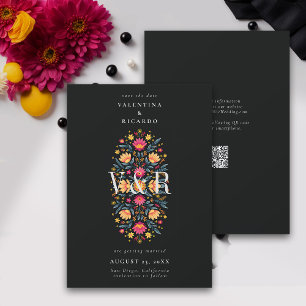 Save The Date Mariage Floral moderne mexicain élégant Rancho QR