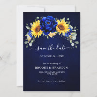 Mariage Floral Moderne Tournesol Rustique Bleu Roy
