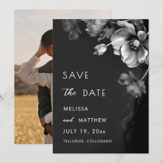Save The Date Mariage Floral Noir Argent