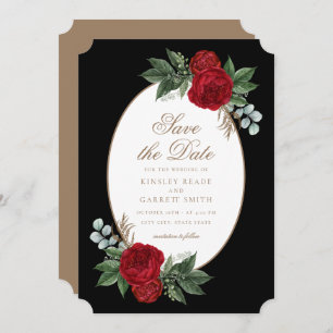 Save The Date Mariage floral noir & blanc élégant moderne