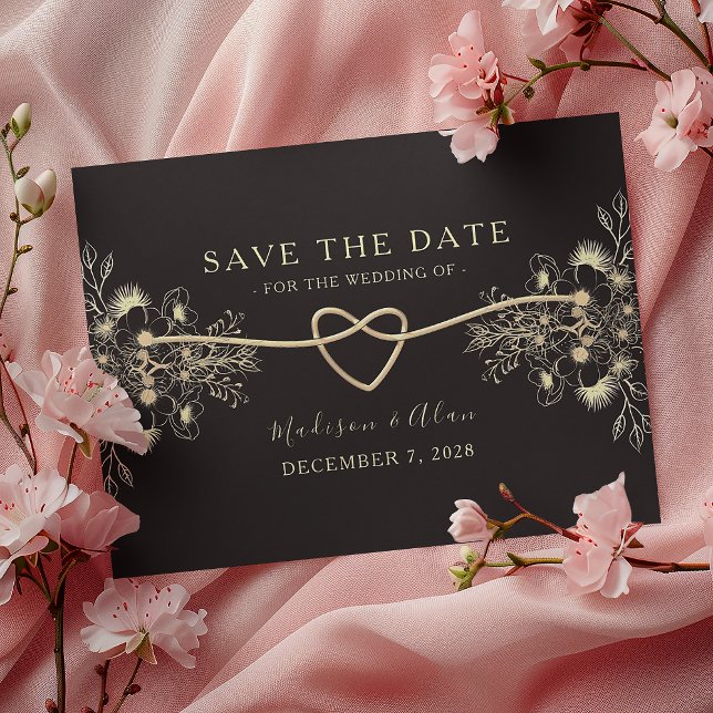 Save The Date Mariage floral noir et or (Créateur téléchargé)