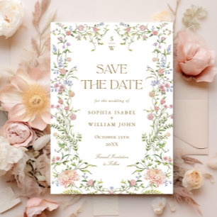 Save The Date Mariage floral orange Grace Pastel Blush