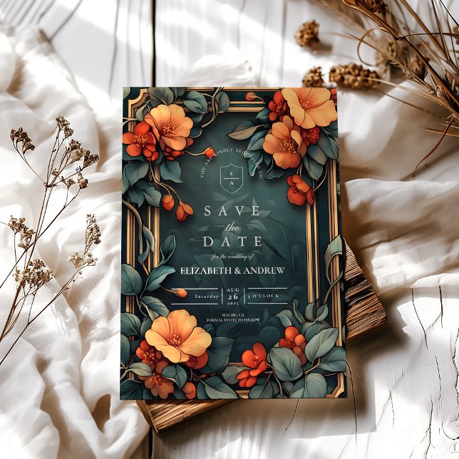 Save The Date Mariage floral ornemental Art Nouveau (Créateur téléchargé)