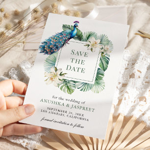 Save The Date Mariage Floral Paon Indien Tropical