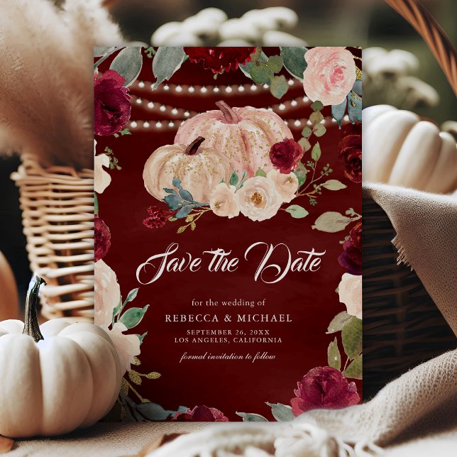 Save The Date Mariage Floral Péché Bourguignon Citrouille (Créateur téléchargé)
