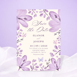 Save The Date Mariage floral pourpre