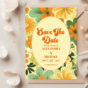 Save The Date Mariage Floral Rétro Boho Groovy