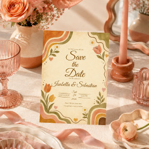 Save The Date Mariage Floral Rétro Fantaisiste