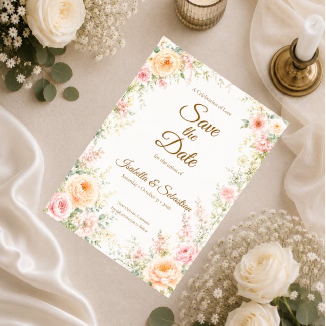 Save The Date Mariage Floral Romantique (Créateur téléchargé)