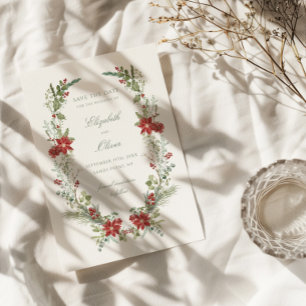 Save The Date Mariage floral romantique d'hiver