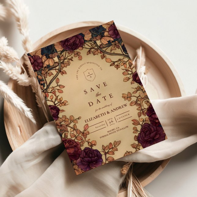 Save The Date Mariage Floral Romantique Sombre (Créateur téléchargé)