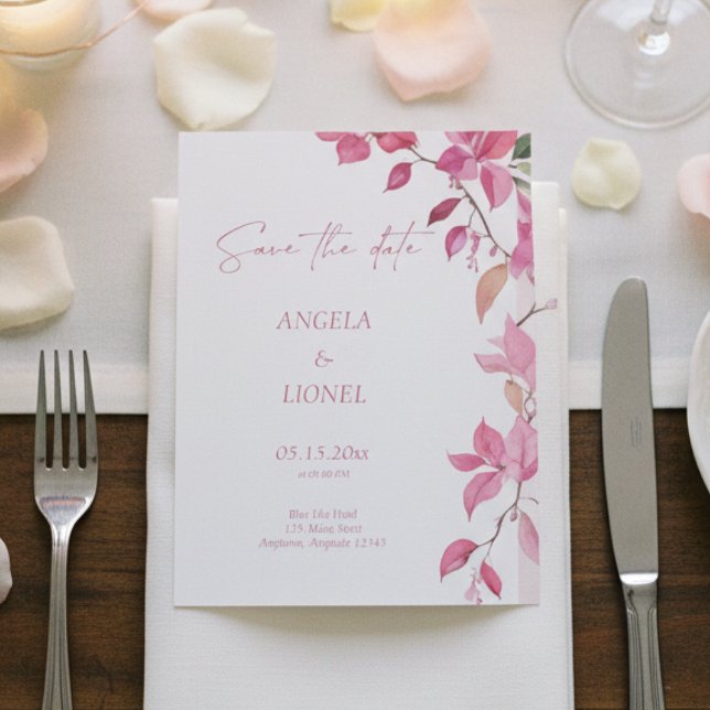 Save The Date Mariage Floral Rose  (Créateur téléchargé)