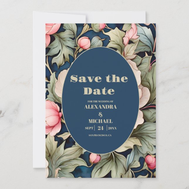 Save The Date Mariage Floral Rose Aquarelle (Devant)