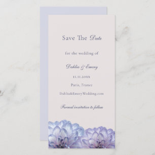 Save The Date Mariage floral rose bleu foncé
