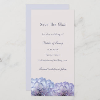 Save The Date Mariage floral rose bleu foncé