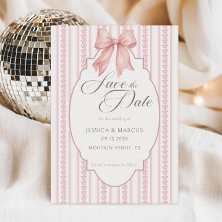 Save The Date Mariage Floral Rose Chic Vintage Coquette Rose Pin