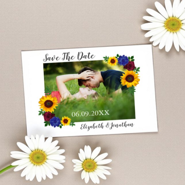 Save The Date Mariage floral Rose de tournesol (Créateur téléchargé)