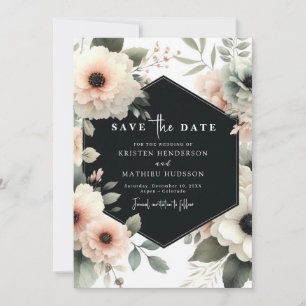 Save The Date Mariage floral rose non-photo