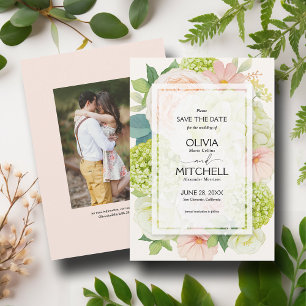 Save The Date Mariage floral rose pâle romantique