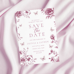 Save The Date Mariage Floral Rose Poussiéreux Blush Vintage Ench