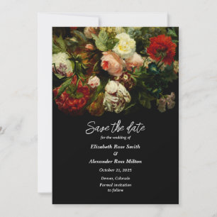 Save The Date Mariage floral rose rose foncé