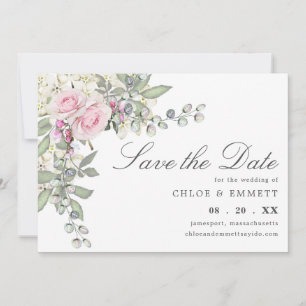 Save The Date Mariage floral rose rustique Enregistrer la date