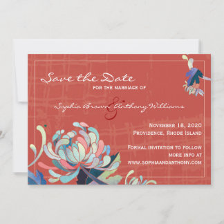 Save The Date Mariage floral rouge coloré Enregistrer la date