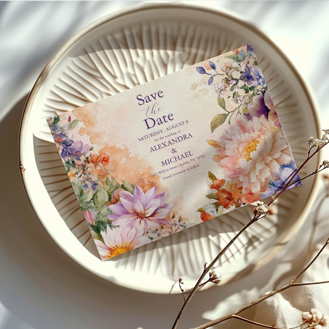 Save The Date Mariage floral royal victorien boho  (Créateur téléchargé)
