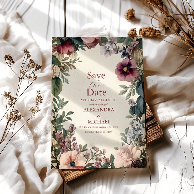 Save The Date Mariage floral royal victorien chic (Créateur téléchargé)