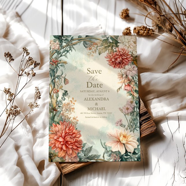 Save The Date Mariage floral royal victorien unique  (Créateur téléchargé)