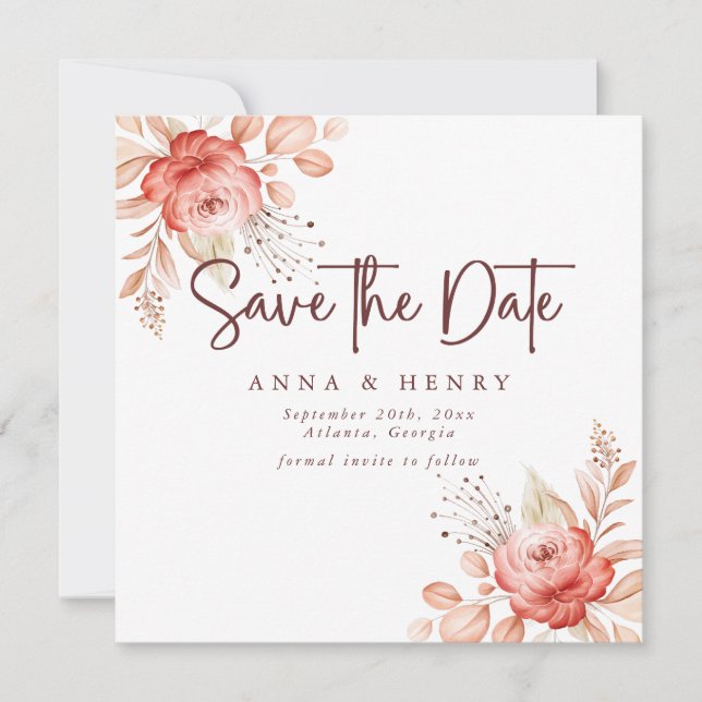 Save The Date Mariage floral rustique (Devant)