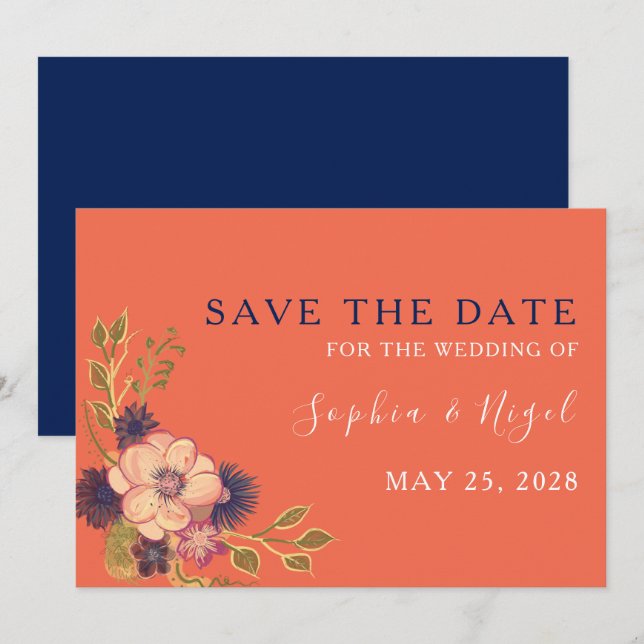 Save The Date Mariage Floral Rustique aux Teintes Roses (Devant / Derrière)