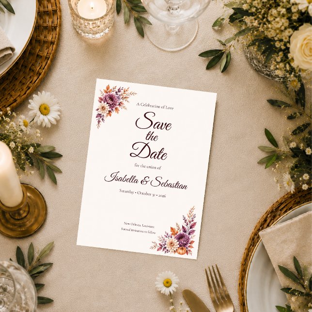 Save The Date Mariage Floral Rustique d'Automne (Créateur téléchargé)