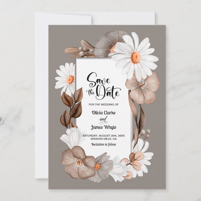 Save The Date Mariage floral rustique Enregistrer la date (Devant)