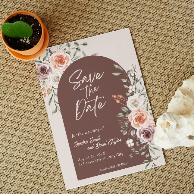 Save The Date Mariage floral rustique Enregistrer la date Invita (Rustic Floral Wedding Save the Date Invitation)