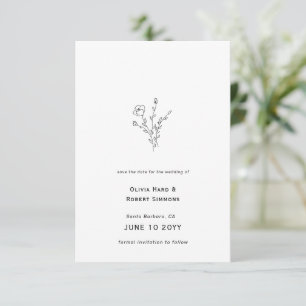Save The Date Mariage floral rustique minimal