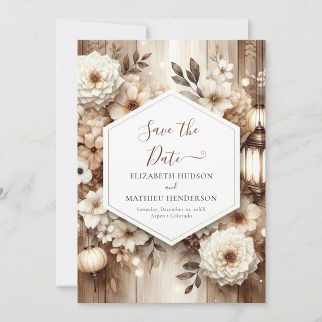 Save The Date Mariage Floral Rustique numérique (Devant)