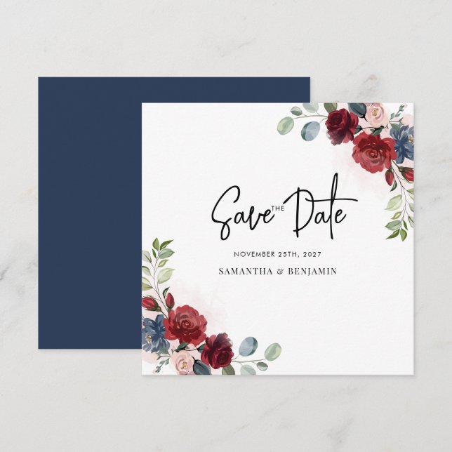 Save The Date Mariage Floral Script de verdure (Devant / Derrière)