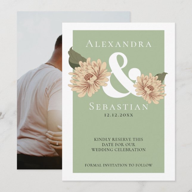 Save The Date Mariage Floral Simple Et Élégant Enregistrer La Da (Devant / Derrière)